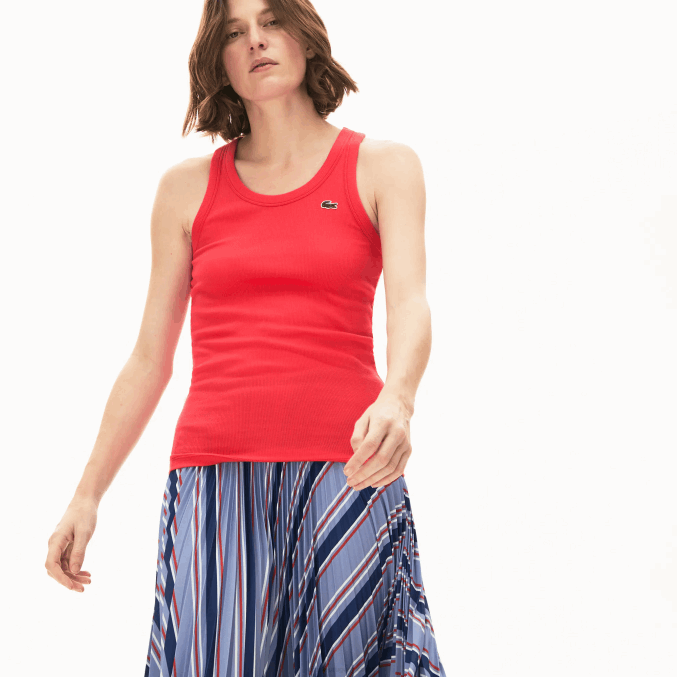 rojo 4 por VVL0A2586 mujer Lacoste top sin mangas con cuello redondo