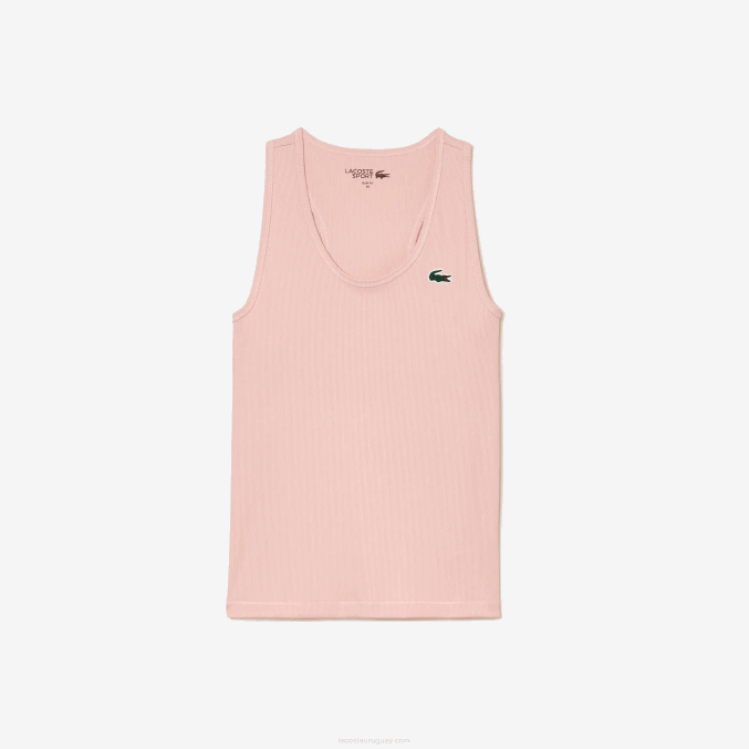 rosa kf9 VVL0A2388 mujer Lacoste camiseta sport slim fit de canalé