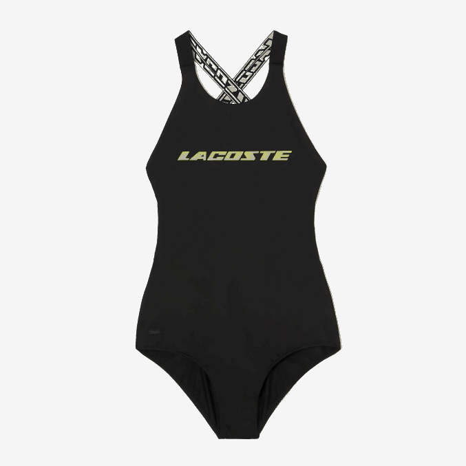 negro 031 VVL0A2459 mujer Lacoste traje de baño de una pieza de poliéster reciclado