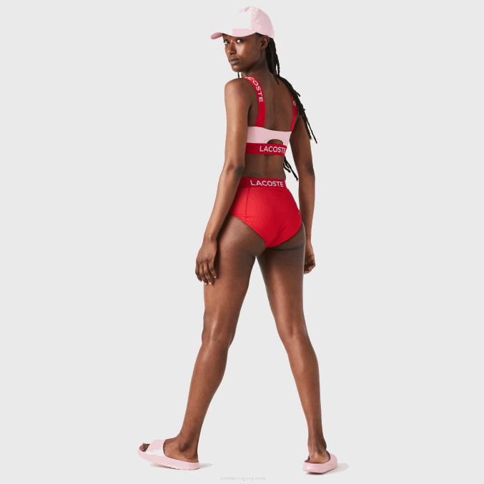 rojo azul pwy VVL0A2662 mujer Lacoste braguita de bikini estampada