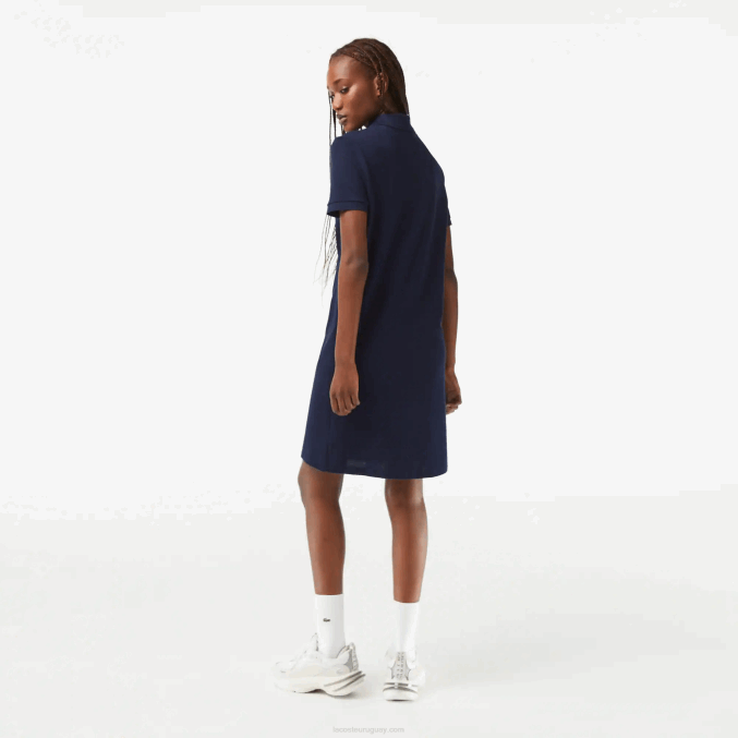 azul marino 166 VVL0A2361 mujer Lacoste vestido tipo polo de punto piqué