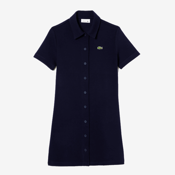 azul marino 166 VVL0A2379 mujer Lacoste vestido polo de algodón orgánico con botones