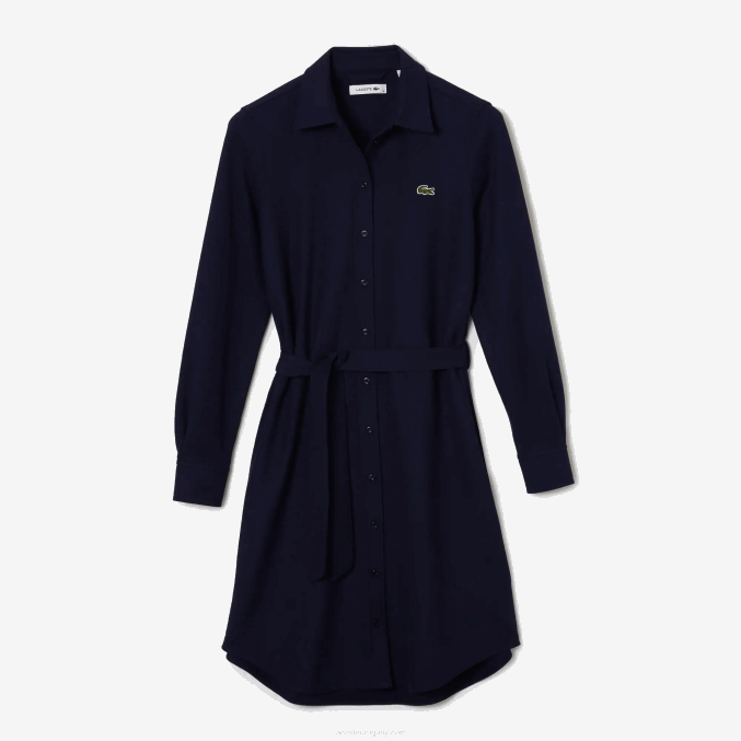 azul marino 166 VVL0A2491 mujer Lacoste vestido polo de piqué de algodón ajustable