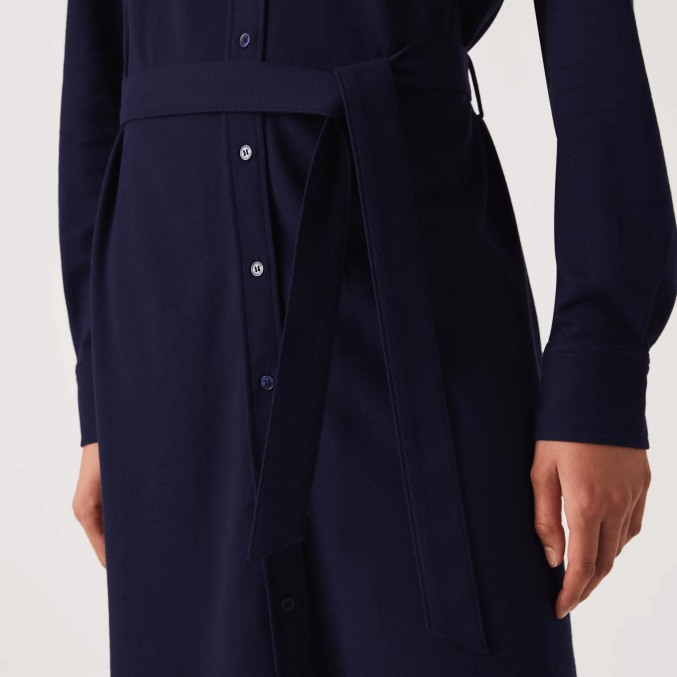 azul marino 166 VVL0A2491 mujer Lacoste vestido polo de piqué de algodón ajustable