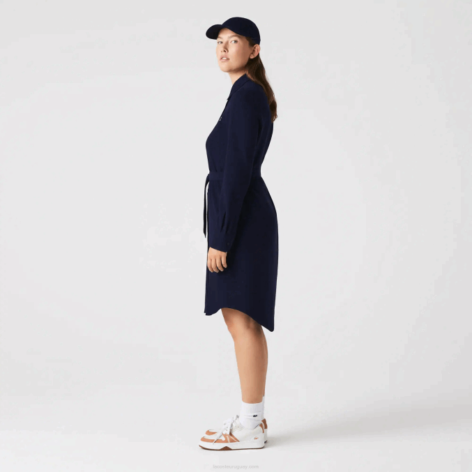 azul marino 166 VVL0A2491 mujer Lacoste vestido polo de piqué de algodón ajustable