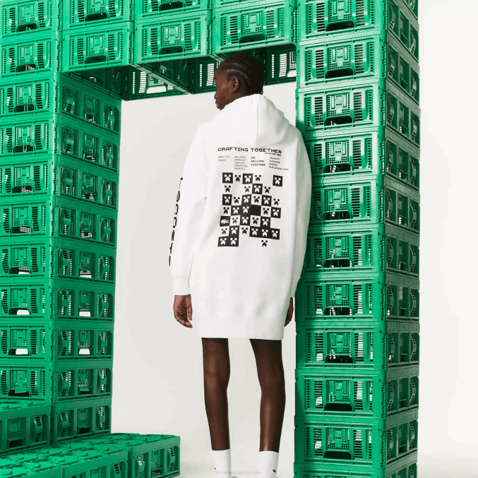 blanco 001 VVL0A2521 mujer Lacoste vestido con capucha de polar orgánico live x minecraft