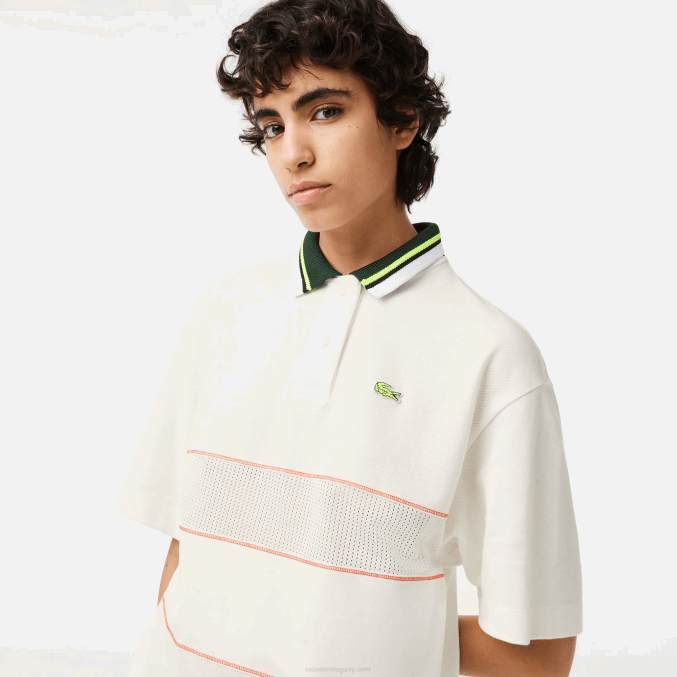 blanco 70v VVL0A2376 mujer Lacoste vestido polo de algodón orgánico hecho en francés