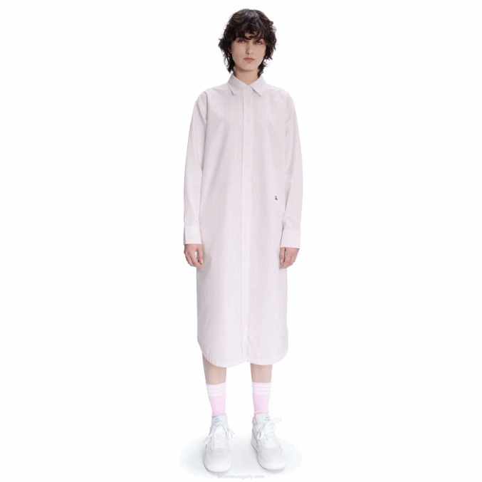 blanco rosa m5u VVL0A2520 mujerlacoste x a.p.c. vestido camisero de algodón a rayas