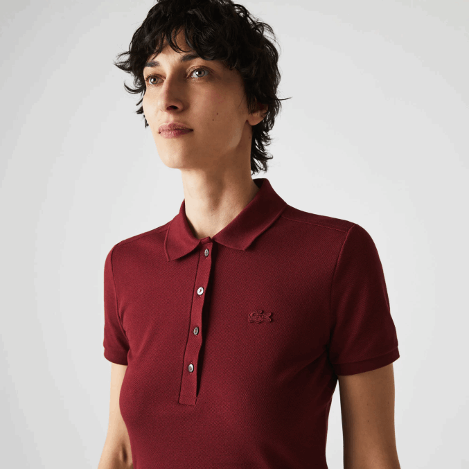 burdeos z7f VVL0A2513 mujer Lacoste vestido tipo polo de piqué de algodón elástico