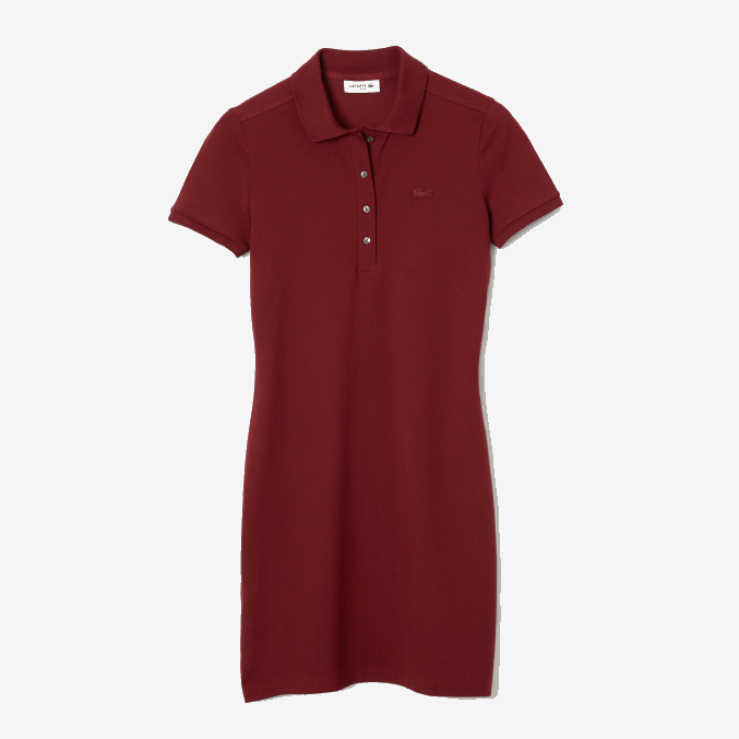 burdeos z7f VVL0A2513 mujer Lacoste vestido tipo polo de piqué de algodón elástico