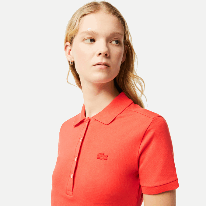 naranja 02k VVL0A2377 mujer Lacoste vestido tipo polo de piqué de algodón elástico