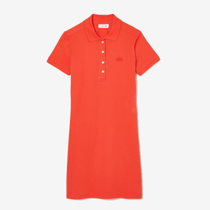 naranja 02k VVL0A2377 mujer Lacoste vestido tipo polo de piqué de algodón elástico