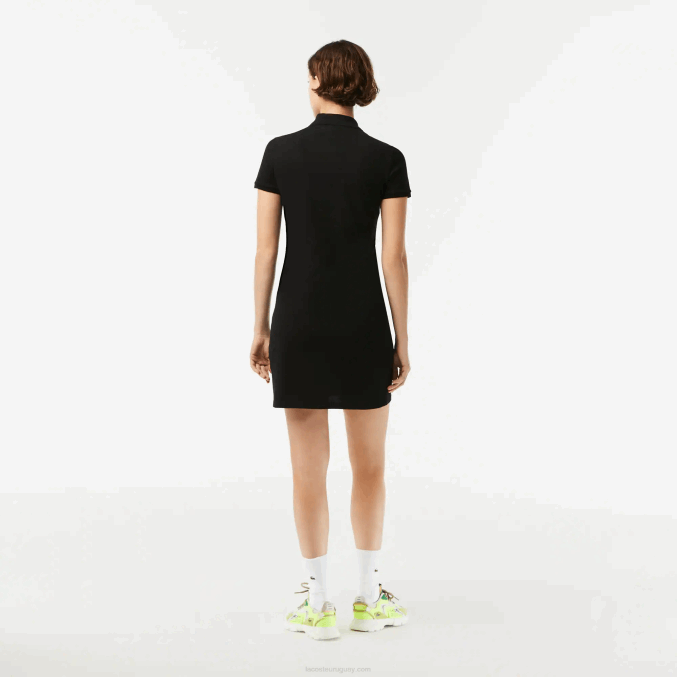 negro 031 VVL0A2370 mujer Lacoste vestido tipo polo de piqué de algodón elástico