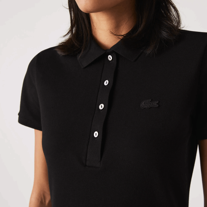 negro 031 VVL0A2370 mujer Lacoste vestido tipo polo de piqué de algodón elástico