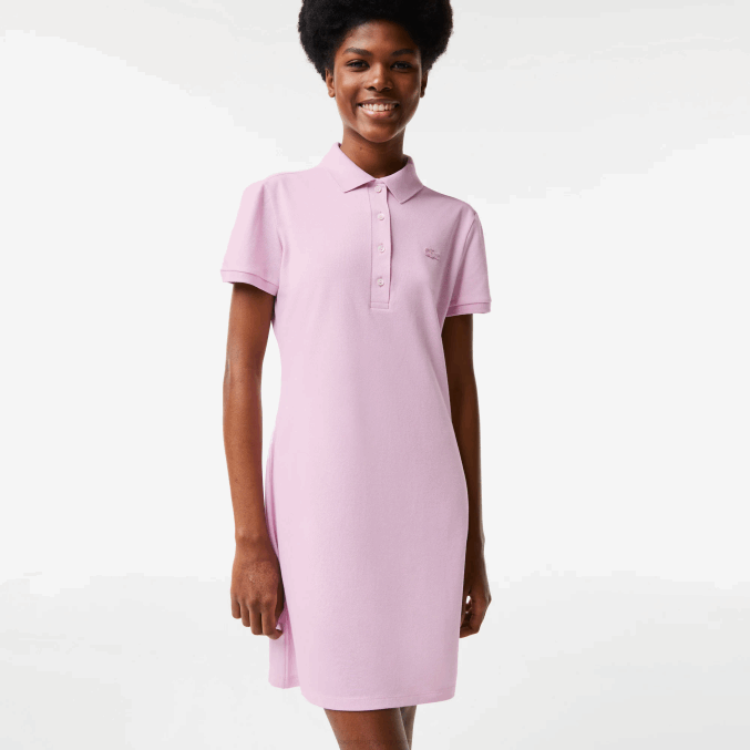 rosa z4h VVL0A2505 mujer Lacoste vestido tipo polo de piqué de algodón elástico