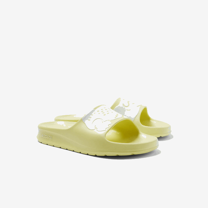 amarillo claro y blanco 241 VVL0A2759 mujer Lacoste chanclas de piel sintética croco 2.0 con correa del logo