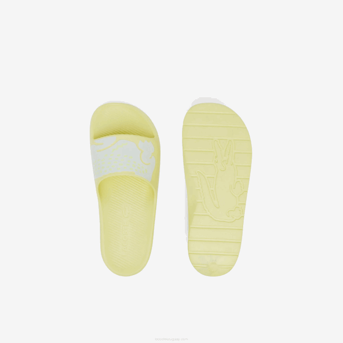 amarillo claro y blanco 241 VVL0A2759 mujer Lacoste chanclas de piel sintética croco 2.0 con correa del logo