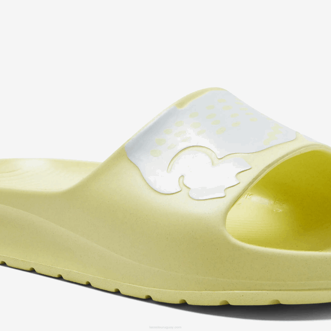 amarillo claro y blanco 241 VVL0A2759 mujer Lacoste chanclas de piel sintética croco 2.0 con correa del logo