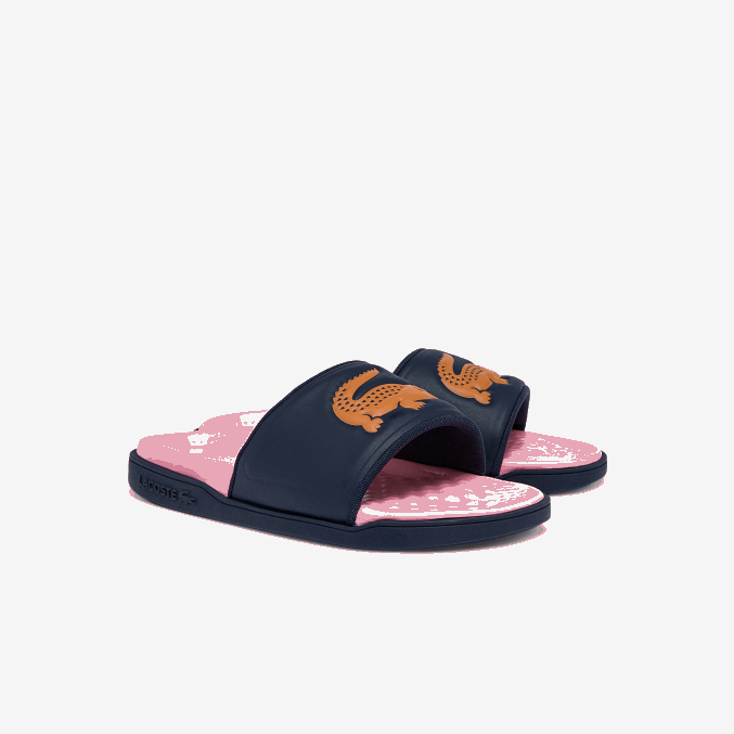 azul marino y naranja 325 VVL0A2736 mujer Lacoste chanclas sintéticas croco dualiste