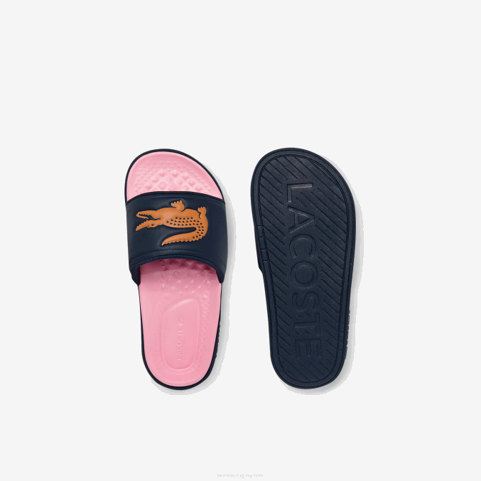 azul marino y naranja 325 VVL0A2736 mujer Lacoste chanclas sintéticas croco dualiste
