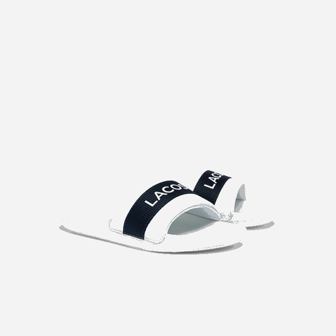 blanco y azul marino 042 VVL0A2710 mujer Lacoste chanclas de piel sintética y textil croco