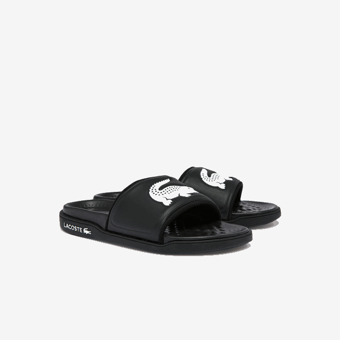blanco y negro 312 VVL0A2699 mujer Lacoste chanclas croco dualiste con correa sintética y logo