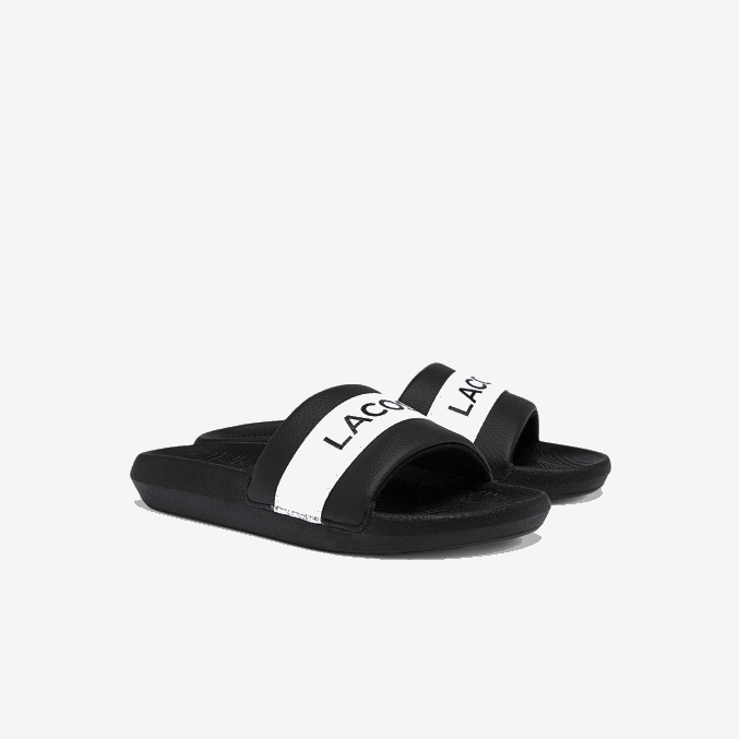 blanco y negro 312 VVL0A2709 mujer Lacoste chanclas de piel sintética y textil croco