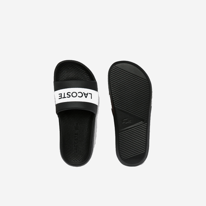blanco y negro 312 VVL0A2709 mujer Lacoste chanclas de piel sintética y textil croco