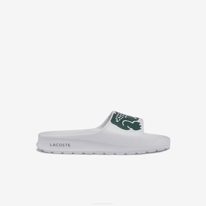 blanco y verde oscuro 1r5 VVL0A2697 mujer Lacoste chanclas sintéticas croco 2.0 con estampado