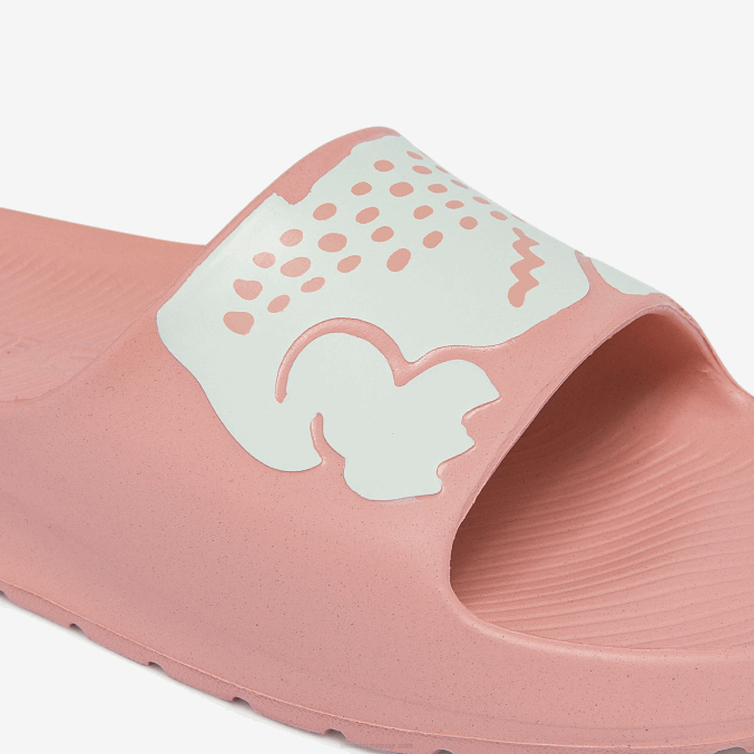 rosa claro y blanco 208 VVL0A2696 mujer Lacoste chanclas sintéticas croco 2.0 con estampado
