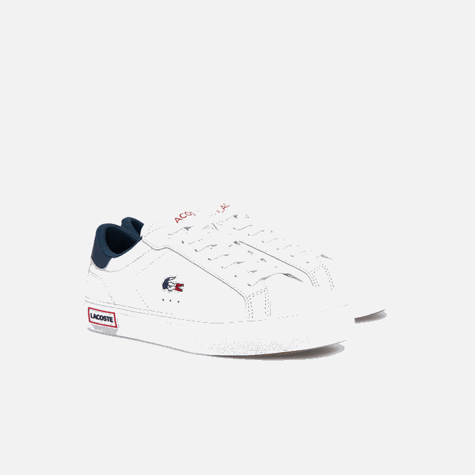 blanco/azul marino y rojo 407 VVL0A2704 mujer Lacoste zapatillas powercourt tricolor de piel