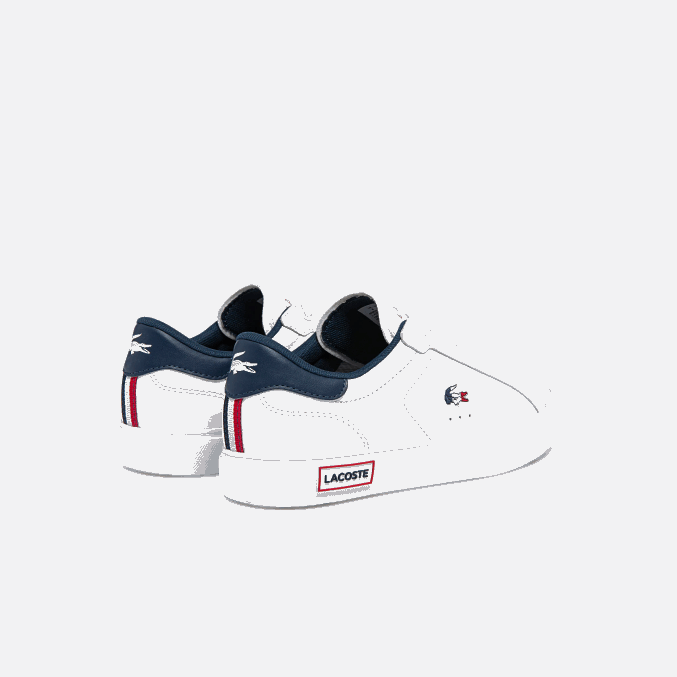 blanco/azul marino y rojo 407 VVL0A2704 mujer Lacoste zapatillas powercourt tricolor de piel