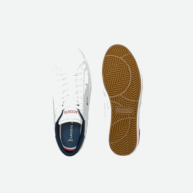 blanco/azul marino y rojo 407 VVL0A2704 mujer Lacoste zapatillas powercourt tricolor de piel