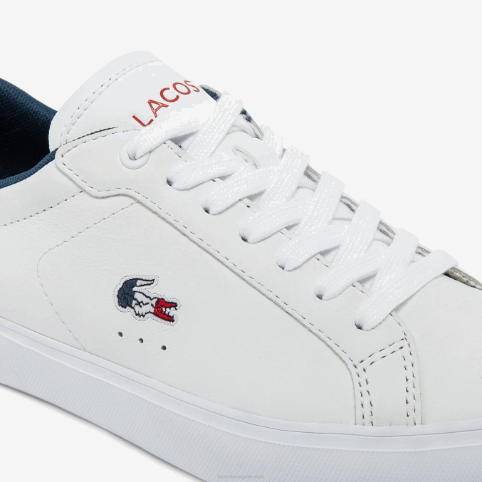 blanco/azul marino y rojo 407 VVL0A2704 mujer Lacoste zapatillas powercourt tricolor de piel