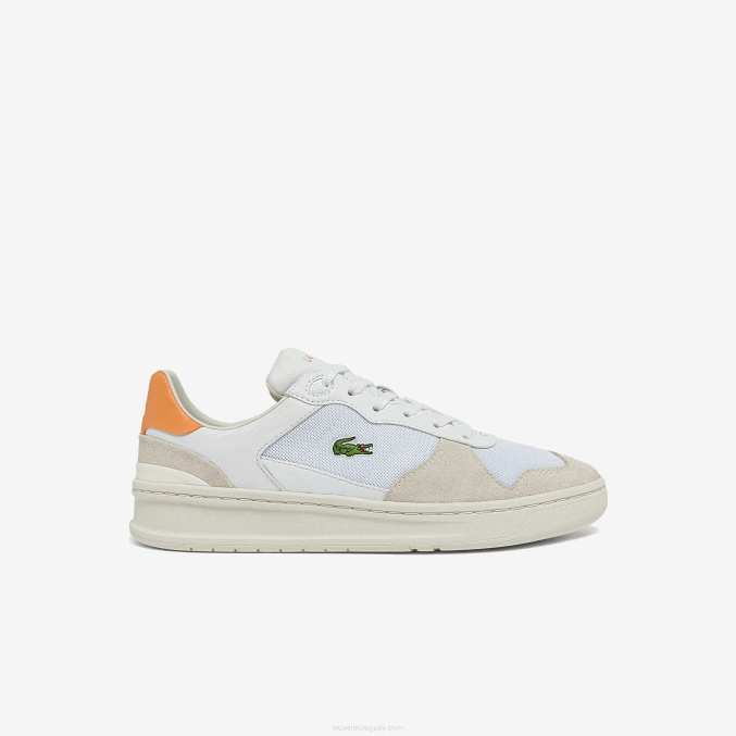 blanco naranja 1u2 VVL0A2750 mujer Lacoste zapatillas perf-shot de ante y tejido