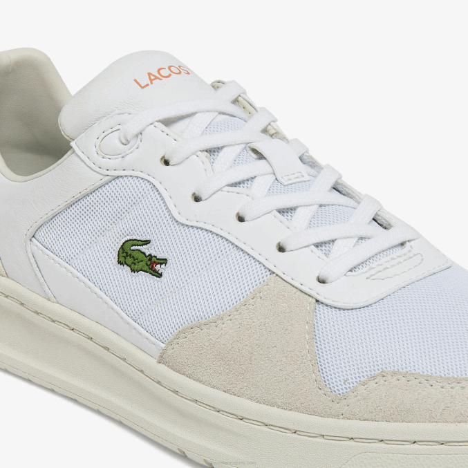 blanco naranja 1u2 VVL0A2750 mujer Lacoste zapatillas perf-shot de ante y tejido