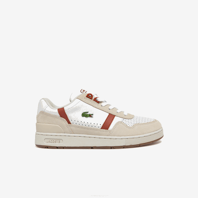 blanco y marrón 385 VVL0A2746 mujer Lacoste tenis roland garros t-clip
