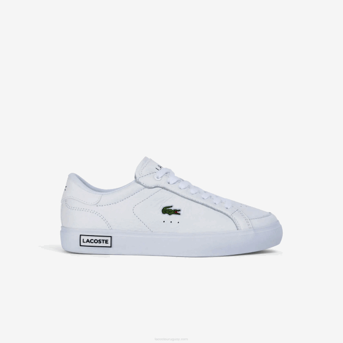 blanco y negro 147 VVL0A2683 mujer Lacoste tenis powercourt con detalles de cuero