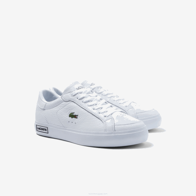 blanco y negro 147 VVL0A2683 mujer Lacoste tenis powercourt con detalles de cuero
