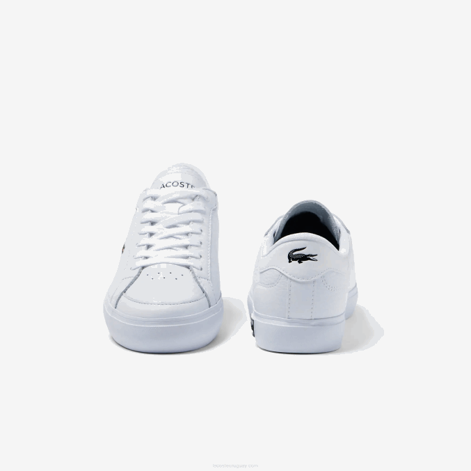 blanco y negro 147 VVL0A2683 mujer Lacoste tenis powercourt con detalles de cuero