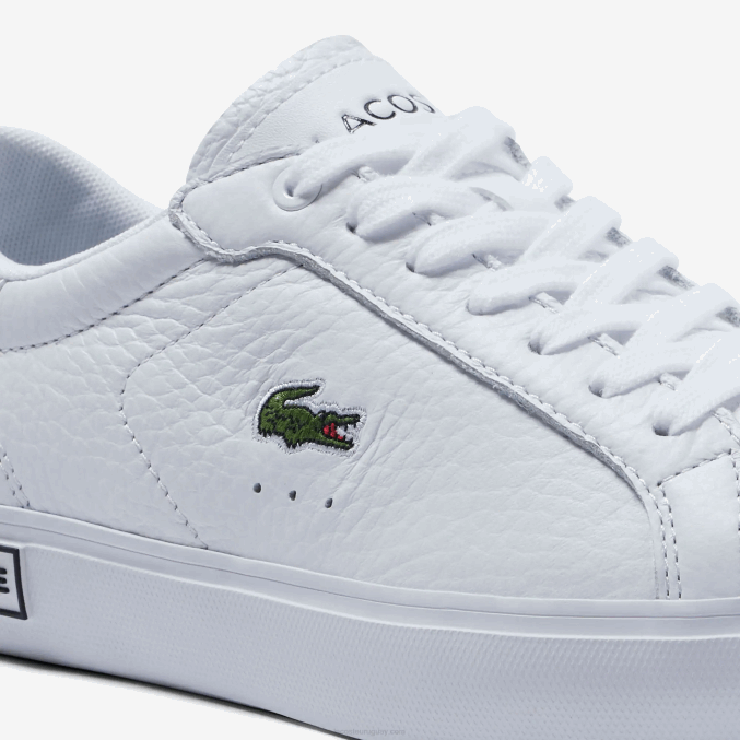 blanco y negro 147 VVL0A2683 mujer Lacoste tenis powercourt con detalles de cuero