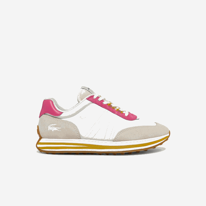 blanco y rosa b53 VVL0A2752 mujer Lacoste tenis L-spin de tela
