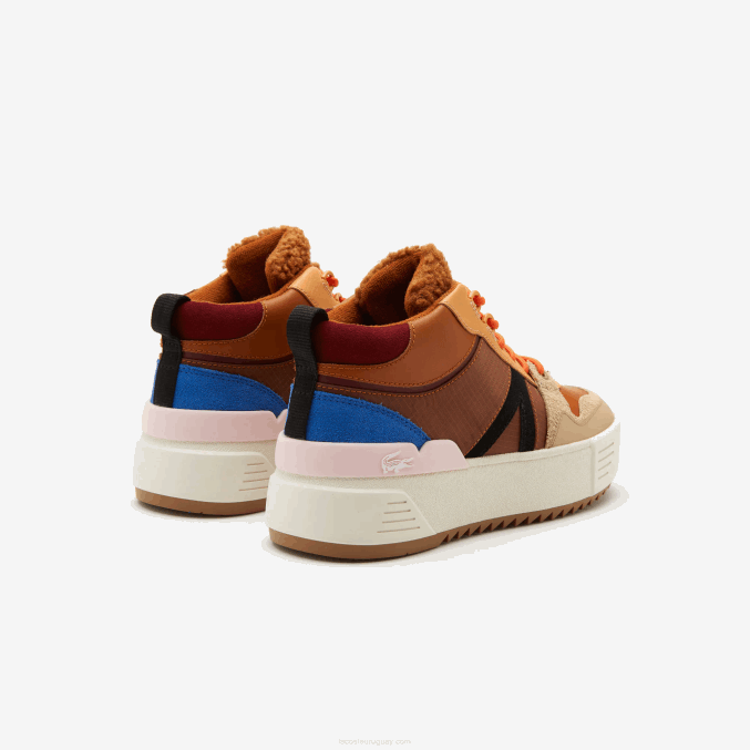 marrón rosa 7e1 VVL0A2738 mujer Lacoste l002 zapatos de exterior de cuero medio de invierno
