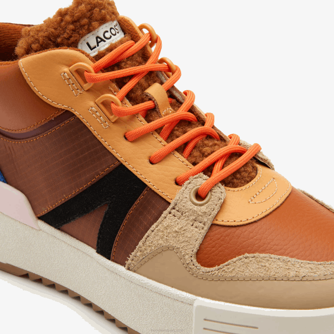 marrón rosa 7e1 VVL0A2738 mujer Lacoste l002 zapatos de exterior de cuero medio de invierno