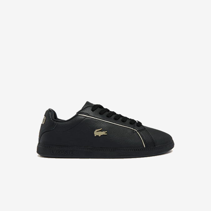 negro 02h VVL0A2757 mujer Lacoste tenis de piel con detalles metalizados