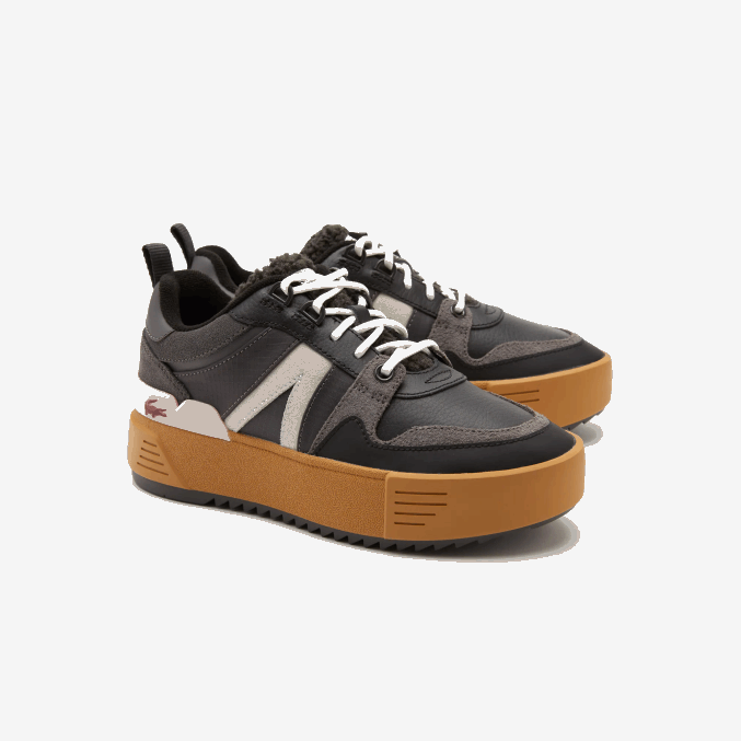 negro rosa 1j1 VVL0A2728 mujer Lacoste l002 zapatos de exterior de cuero de invierno