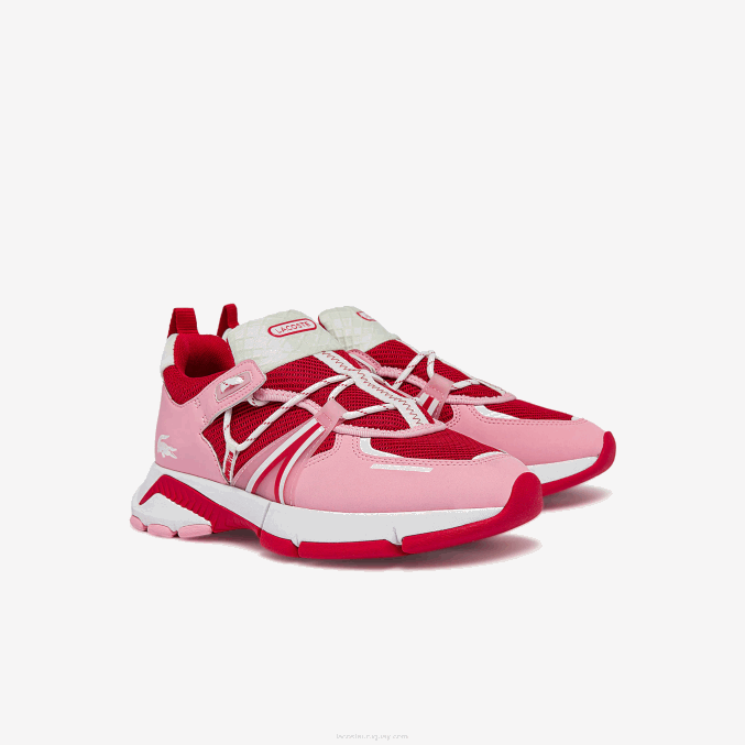 rosa y blanco f50 VVL0A2754 mujer Lacoste tenis l003 de tela con bloques de color