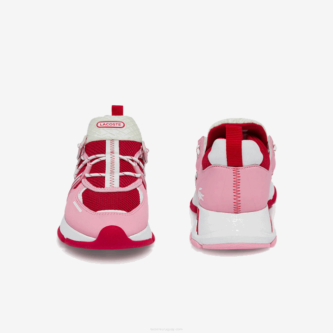 rosa y blanco f50 VVL0A2754 mujer Lacoste tenis l003 de tela con bloques de color