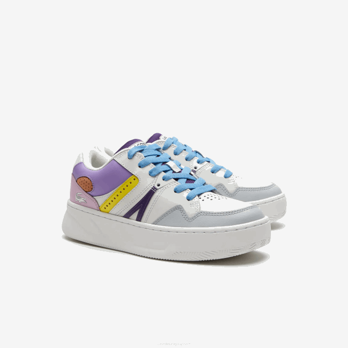 violeta claro blanco 1t6 VVL0A2714 mujer Lacoste zapatillas l005 de piel