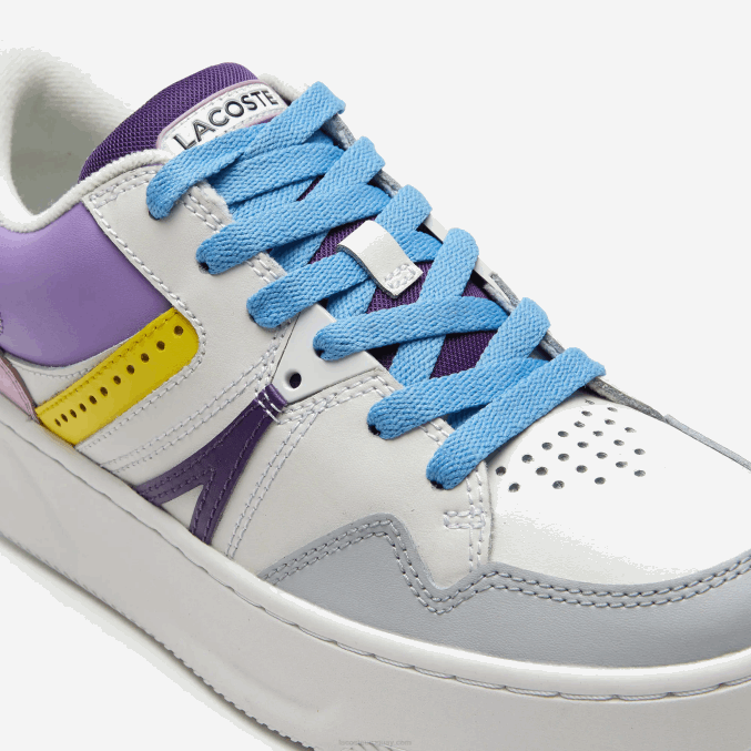 violeta claro blanco 1t6 VVL0A2714 mujer Lacoste zapatillas l005 de piel